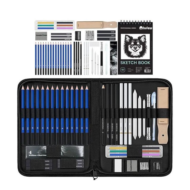 Bview Art 49 Pcs Complete and Professional Art Drawing Supplies Pencils Set  with Sketch Pad